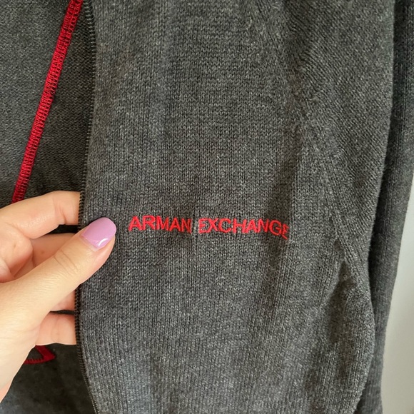 Armani Exchange knit zip-up sweater- grey and red logo - small - Picture 4 of 9